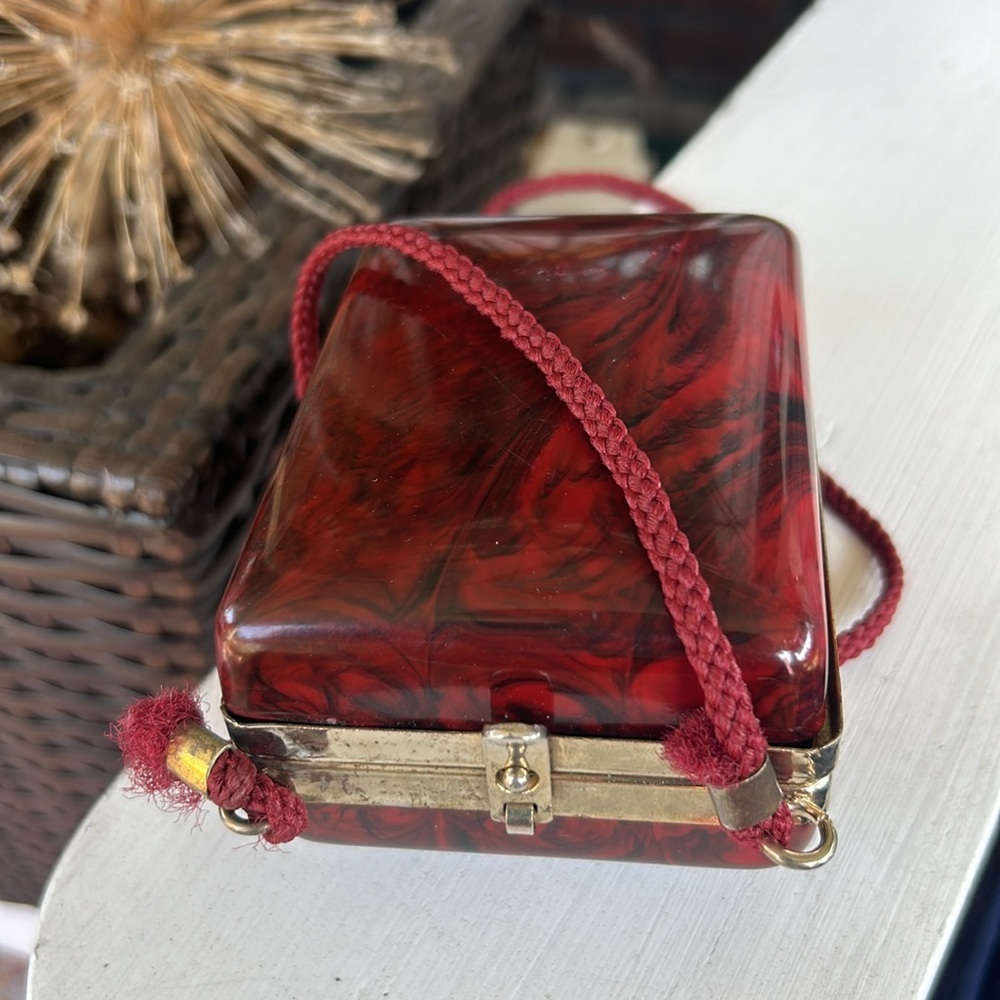 Vintage Marbled Lucite Tiny Crossbody Bag